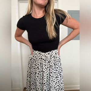 White and Black Polka Dot Skirt